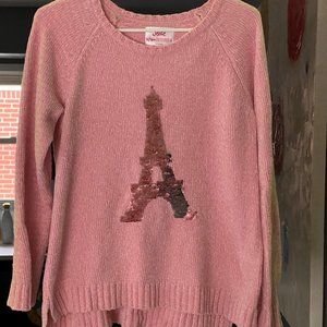 Justice Pink Eiffel Tower Flip Sequin Sweater